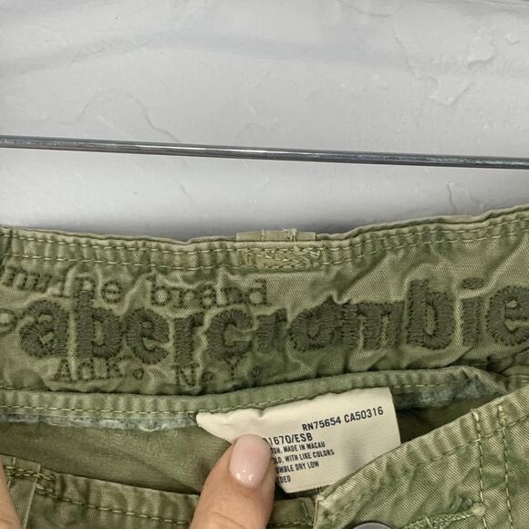 Abercrombie Cargo Pants Boys Small Olive Green Multi Pocket Zip Cuff Elastic - Picture 7 of 8
